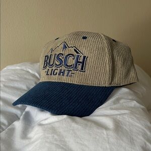 Busch Light Tan and Blue Corduroy Cap